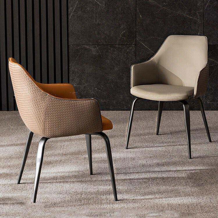 意式极简餐椅现代简约靠背椅子家用轻奢设计师酒店椅餐厅皮艺椅子