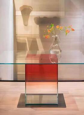 意大利GLAS钢化玻璃餐桌渐变DONALD透明桌子玄关客厅设计师极简