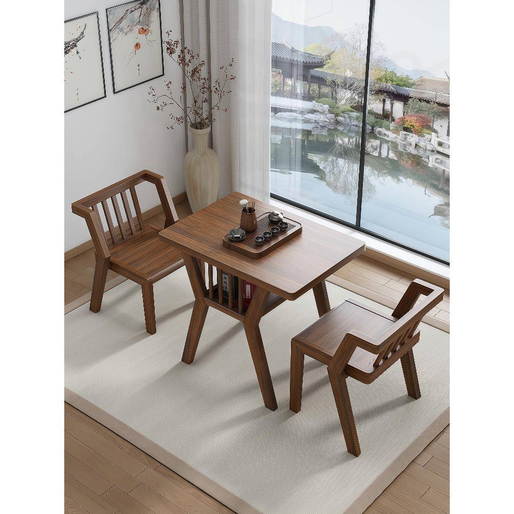 乌金木阳台休闲椅小桌椅三件套看书网红组合小户型一桌两椅茶桌椅