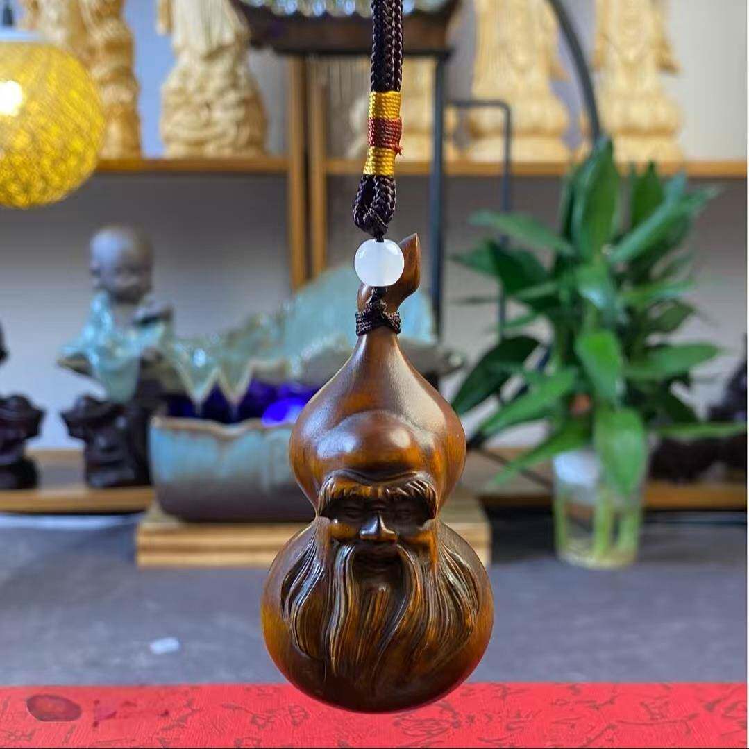 小叶黄杨仿古木雕葫芦寿星公手把件创意工艺文玩居家复古装饰品