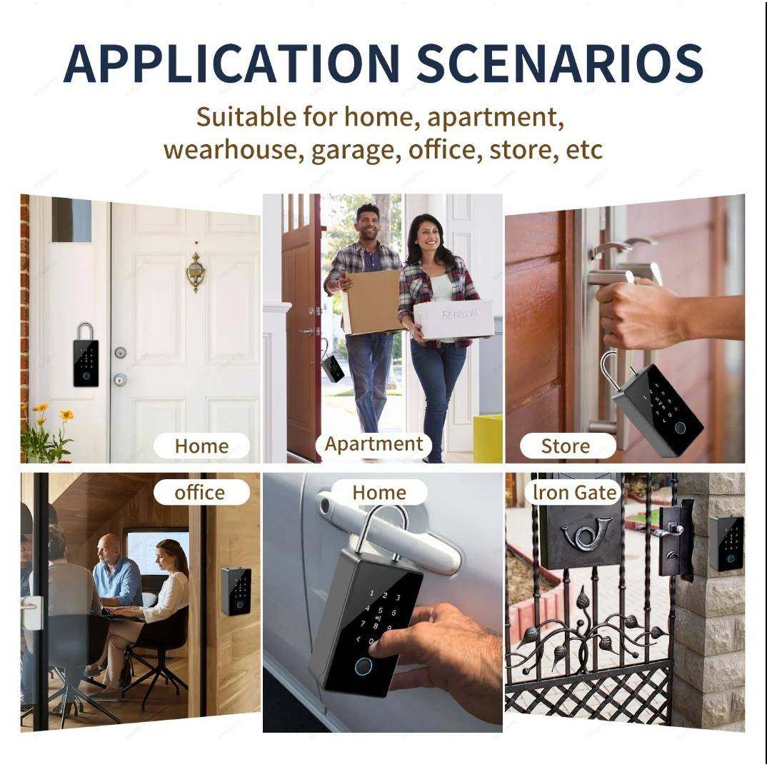 跨境纹码锁钥匙01盒挂式安装软挂指绳储物盒密子装修密码盒免智能