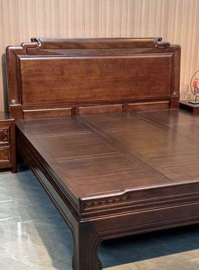 新款现5货紫檀木全实木大床RND全榫实卯构明清结古典雕花1.木床全实