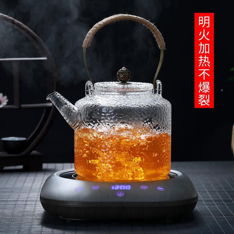 电F96MT656陶炉煮茶壶烧高水壶功夫绘茶具耐温茶锤纹玻璃提手梁壶