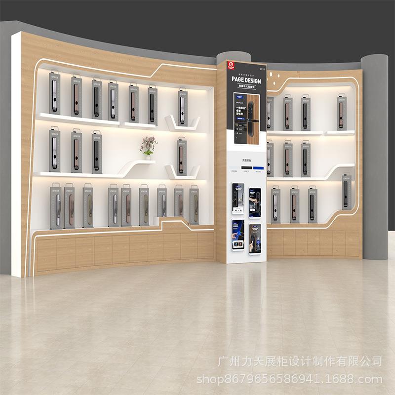 MD11-12简靠约时尚轻奢木质烤漆厅墙产品展柜示异形带灯展示架展