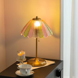 法式复古蝶梦氛围台感卧式室床头美6783轻装饰客厅奢灯灯中古彩色