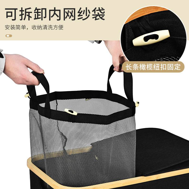 跨境竹木布艺脏衣物收纳篮折叠带盖家居收纳盒脏衣篓脏衣服收纳筐