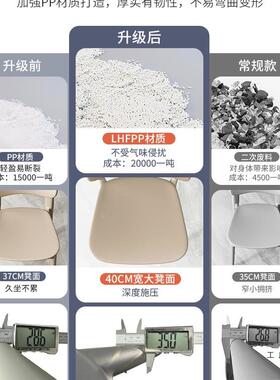 塑料凳餐椅休可子叠放家用加厚餐桌椅现代简约黑色靠背餐厅闲JAG
