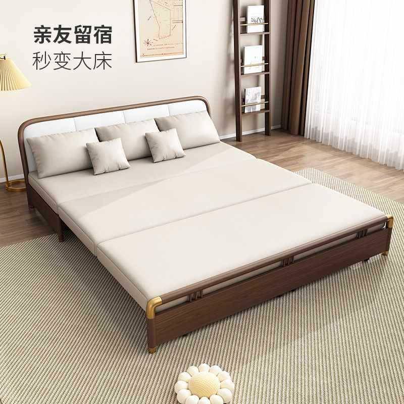 沙两发床实木多功能小户型客厅双人1单1190胡桃.5米布艺折叠沙用发床两用