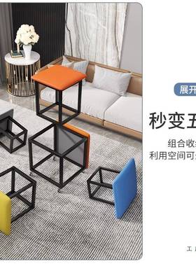 客厅子小凳感MVX用结实耐组用多功能家魔方凳合茶几收纳凳餐桌椅