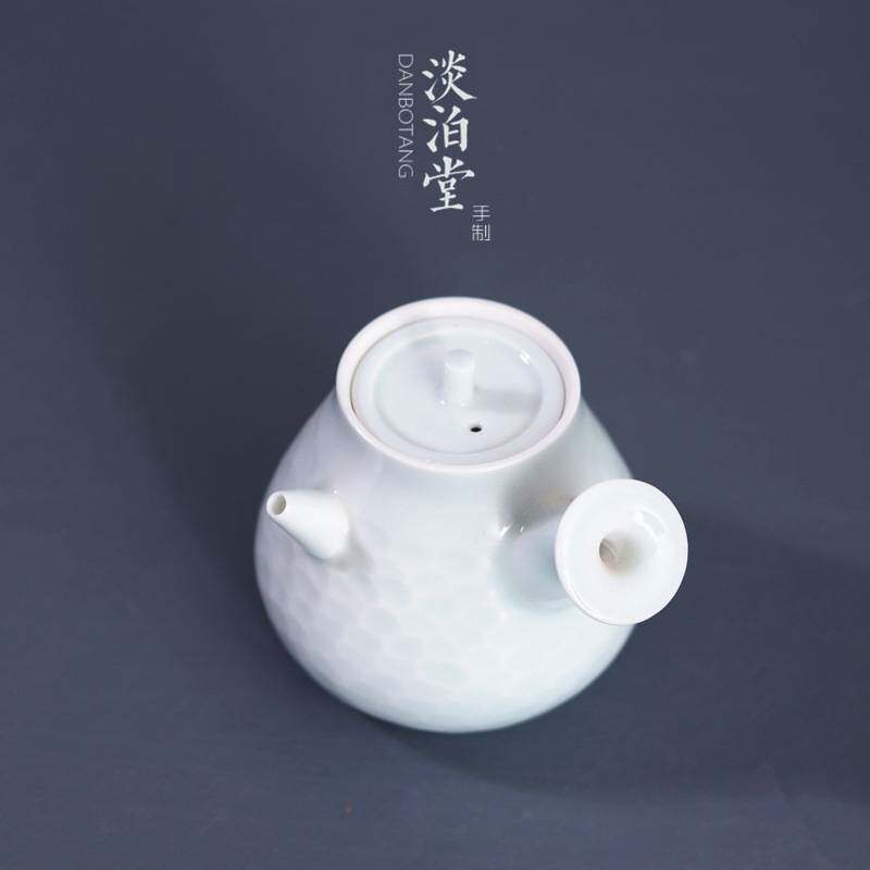 楚瓷景德镇甜球孔急需侧把茶壶手工影青锤目纹泡茶陶瓷过滤茶具