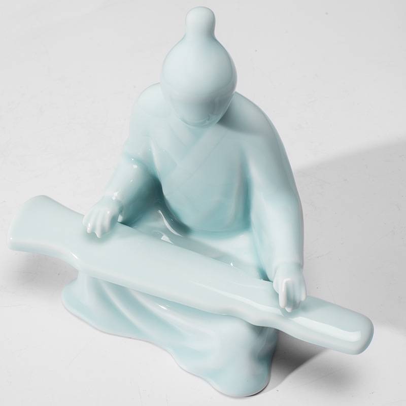 现代中式琴棋书画手工陶瓷摆件 客厅家居玄关装饰电视柜影青摆件