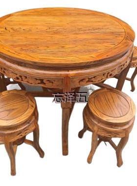 PC451用GS实木桌仿型古餐桌复古圆桌圆餐桌小户家餐桌圆椅组合圆木一