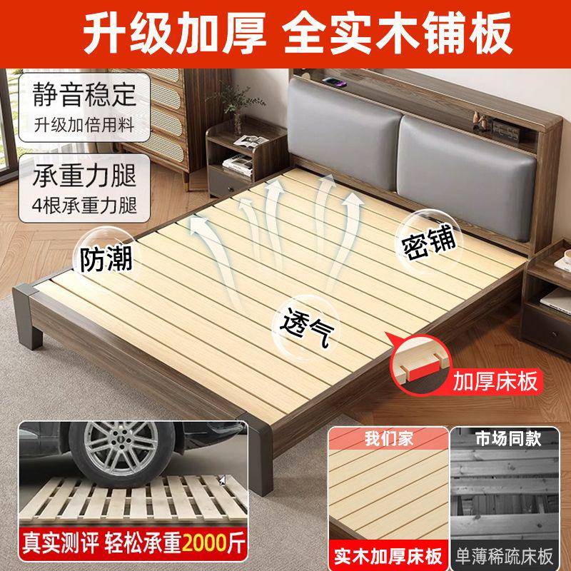 木床现代双人1.8x2米宿主卧家用1.5米小型出租房户民1.2实NVXm单