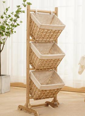 中式中风古编吊藤篮梧桐木储物架家用卧室AL102622多层浴收纳架室
