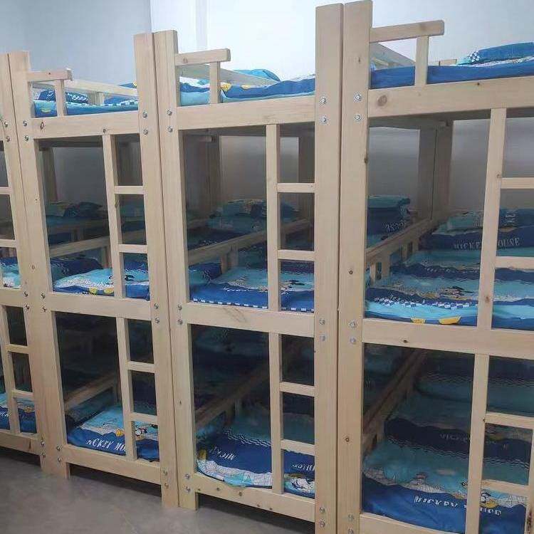 实木三层床午托小饭桌三人上中下铺学生宿舍儿童高低幼儿园午睡床