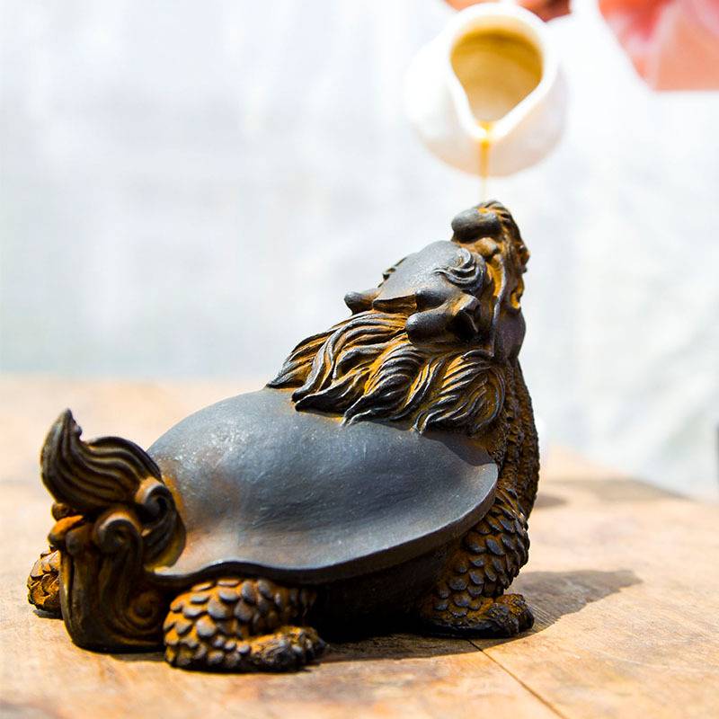 中式复古创意仿铸铁桌面居家摆件瑞兽龙龟招财茶宠手工摆件工艺品