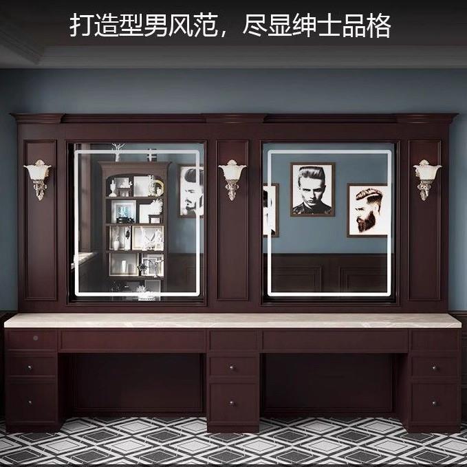 现代新款椅油子镜复古头镜台理发无品牌/店发廊镜理台单人多人实