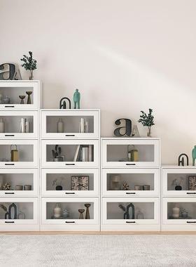 实具木书柜书架24646落地置物架带玻璃门防尘儿童玩摆纳件收柜组