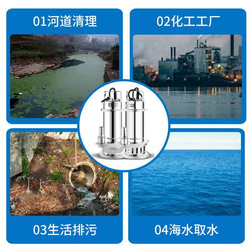 304不锈钢潜水泵耐腐蚀耐酸碱220v380v化工泵污水泵抽水泵增压泵