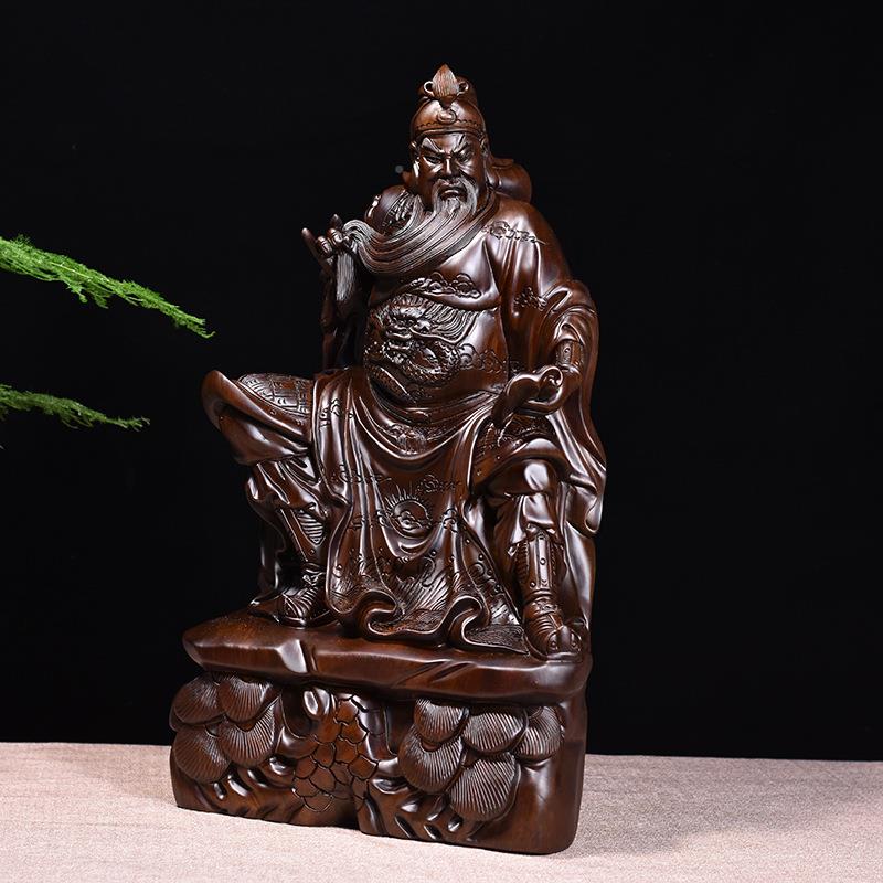 GG0703黑檀木雕刻客书关公摆件家居厅书房公司玄关装饰看开送业礼