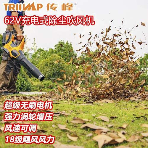 峰传62V充电式锂吹电吹风机手提无线锂电鼓风机落80424除尘机吹叶