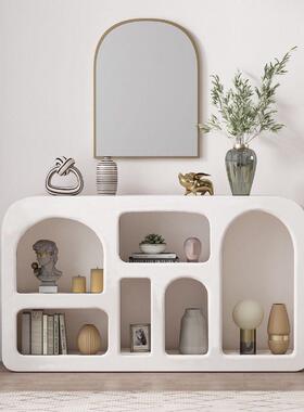 RIJ柜聚优法式白色书柜拱形洞穴柜客厅置物架子落地品展示柜产陈