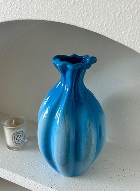 SilenteWind寂风新中式蓝色陶瓷小花瓶客餐厅桌面玄关民宿花器摆