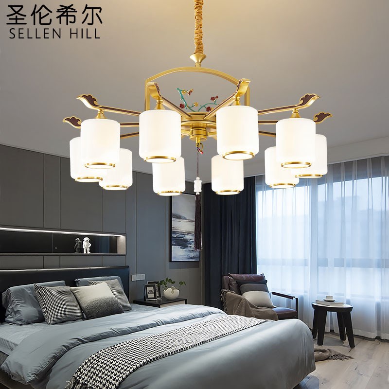 新中式锌合金吊灯具客厅大气中国风别墅J餐厅卧室书房家用现代简