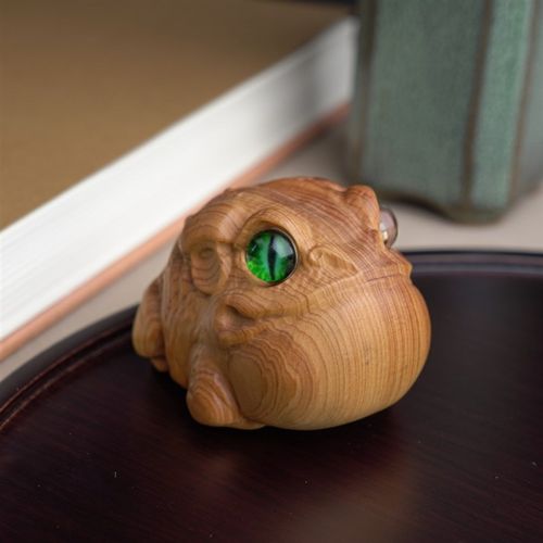 崖柏木蟾e蜍手把件(文玩木作)