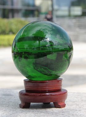 绿色水晶球摆件珍藏饰品s绿幽灵家居客厅玄关隔断书桌办公桌摆设