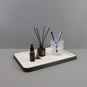 现轻奢金属皮革收纳托盘摆件样板间卧室客厅茶几家居软装 收纳盘