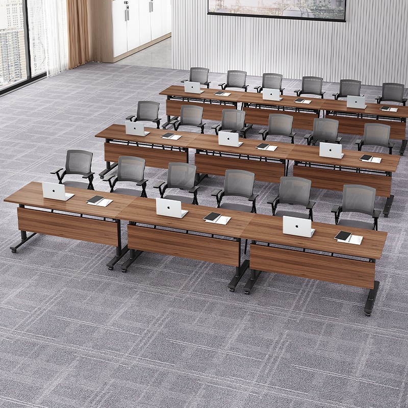 折叠会议桌可移动拼接长条桌简易带轮多功能办公R桌培训课桌椅组