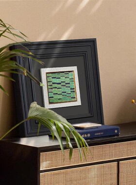 绿色中古入户装饰画法式复古立体背景墙I挂画客厅电视柜高级感摆