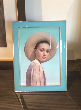 相框6寸摆台g法式蓝色相框六寸照片框婚纱照相框高级感玻璃像框