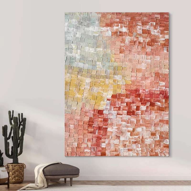纯手绘油画抽象色块现代简约红色丙烯肌理装饰画客厅玄关餐厅挂画图片