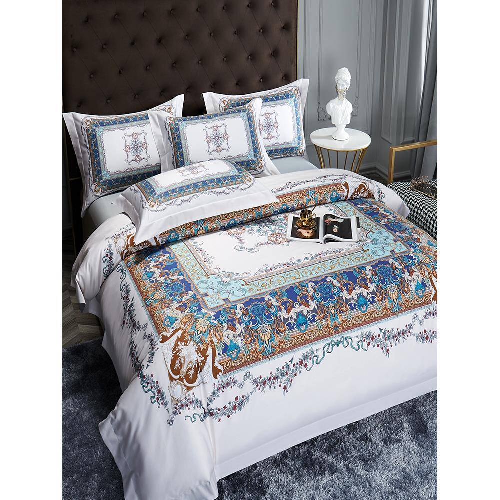 意大利宫廷140支长绒棉四件套高端数码印花被套全棉纯棉床上用品