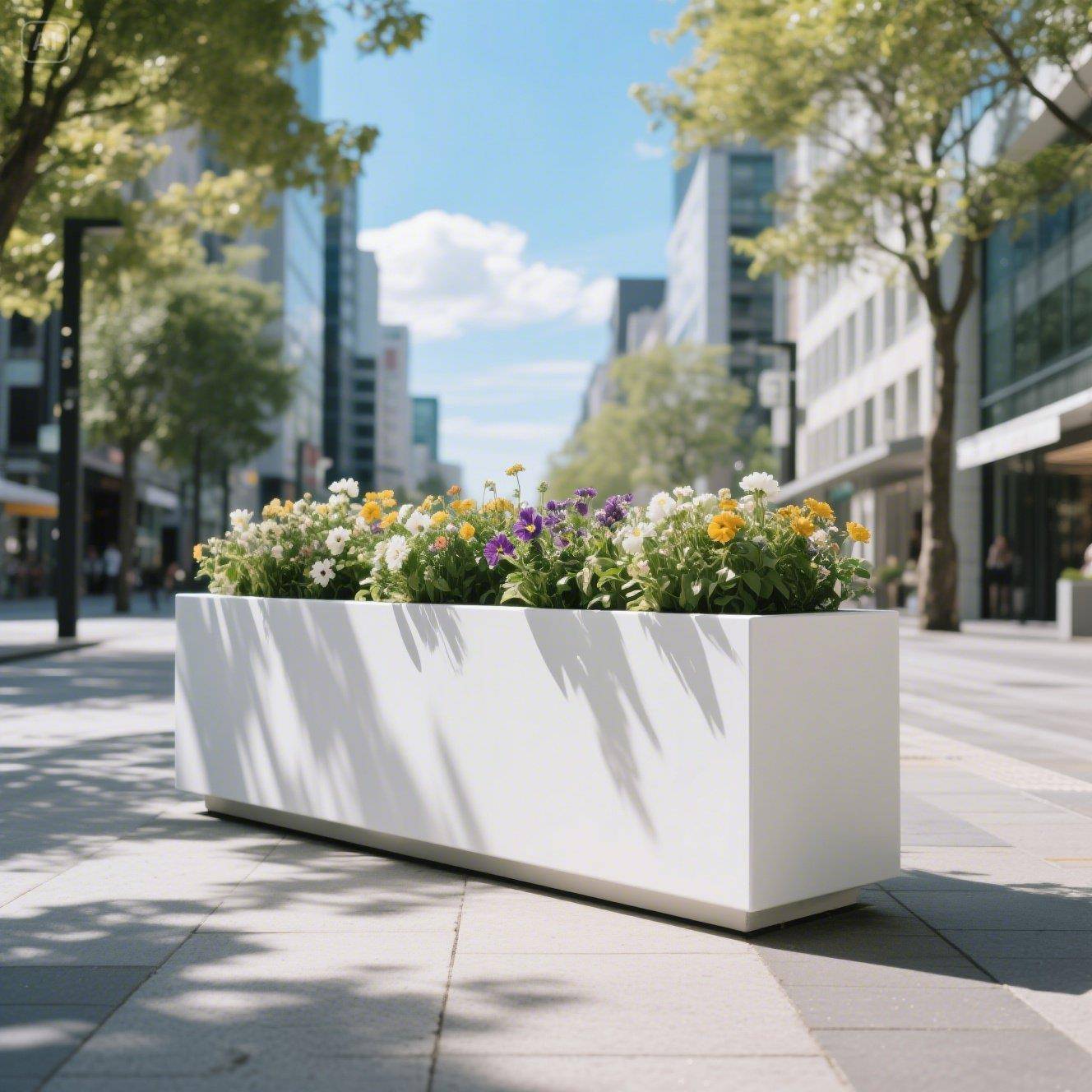 户外不锈钢花箱阳台种植箱广场商业街长方形花坛铁艺成品花槽