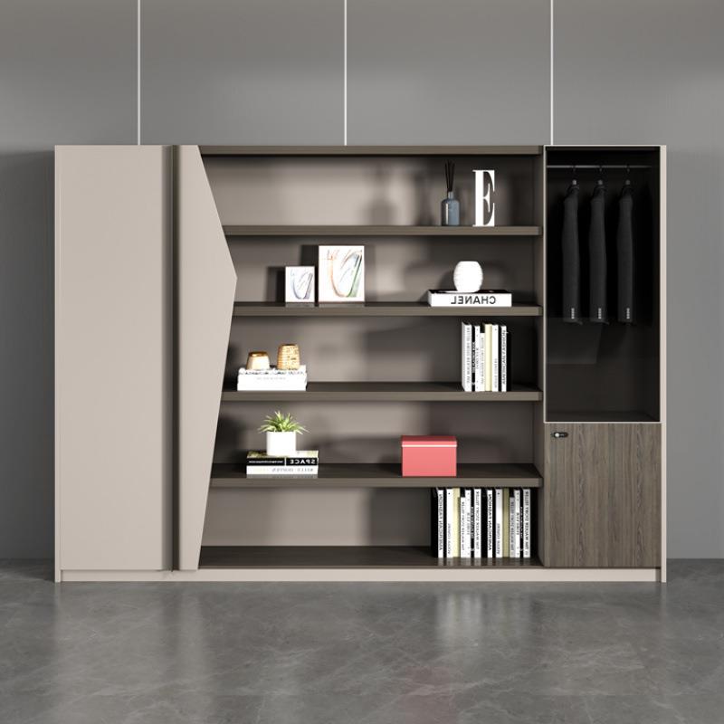 办公室落地文件柜资料柜木质柜带玻璃书柜档案柜储物柜背景柜