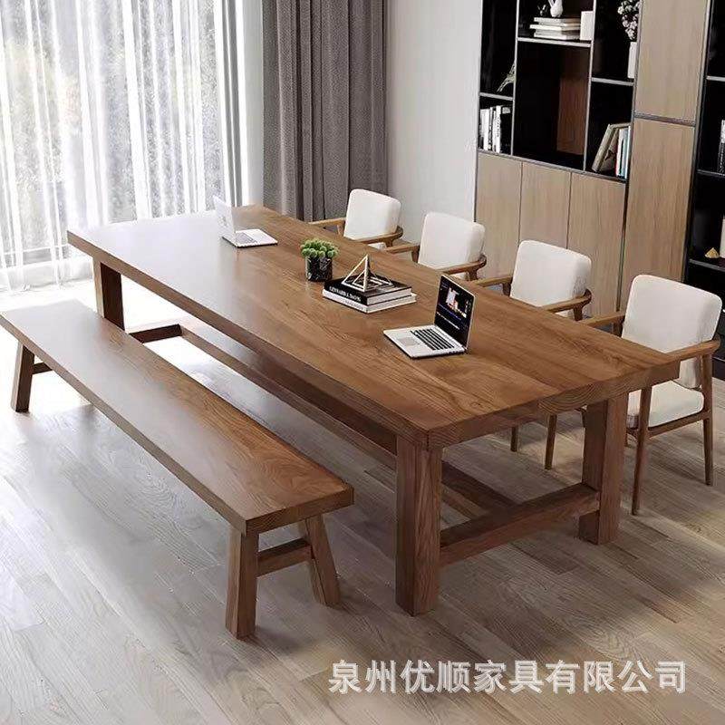 客厅全实木大书桌现代简约工作台家用卧室阅读桌学习桌长条办公桌