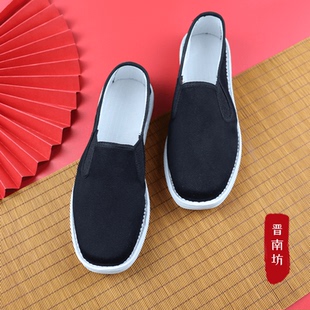春夏光面千层底布鞋舒适休闲透气白底黑面老布鞋