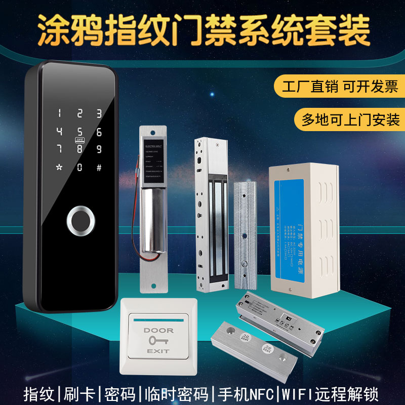 涂鸦智能语音门禁磁力锁指纹密码锁IC刷卡手机远程小程序手机NFC