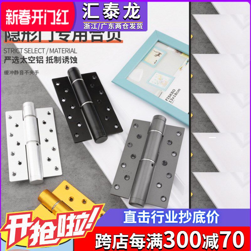汇泰龙隐形门合页液压缓冲自闭弹簧门铰链家用承重自动关门器5寸6