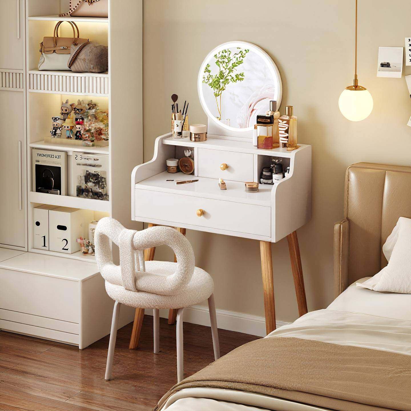 梳妆台2025新款一体化妆镜卧室现代简约迷你极窄化妆桌书桌二合一