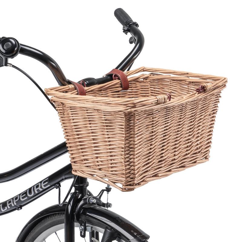 自行车篮单车车筐前置筐复古藤编车篓可手提篮子自行车骑行配件