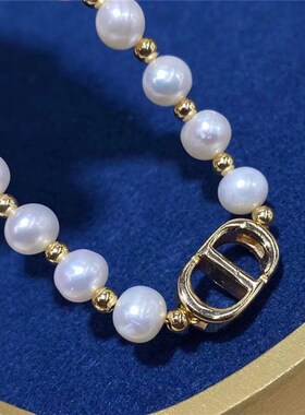 天然淡水珍珠搭配14K注金款项链女款项链 网红爆U款便宜好看推荐