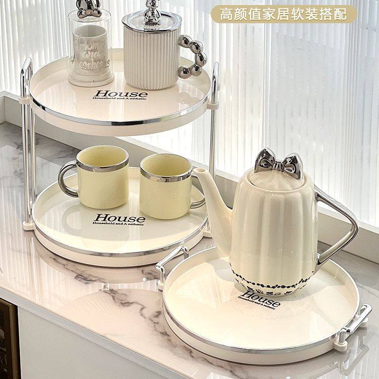 轻奢化妆品置物架桌面梳妆台香水护肤品收纳盒子玄关杂物收纳托盘