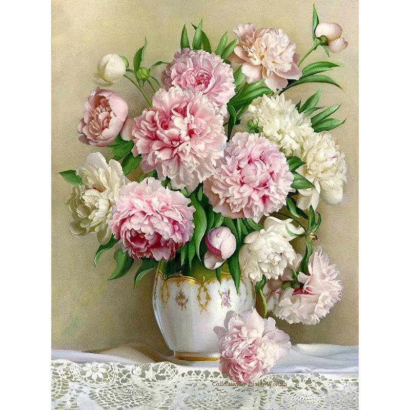 现代简约热销diy5d钻石画牡丹十字绣客厅卧室装饰画厂家