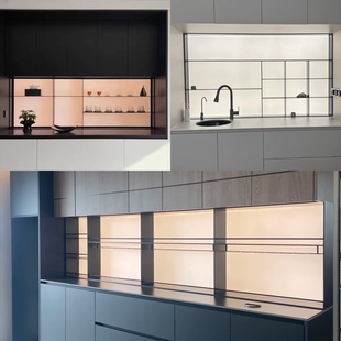 亚克力金属不锈钢高端发光板镶入式酒柜展示柜装饰柜悬挂式餐边柜