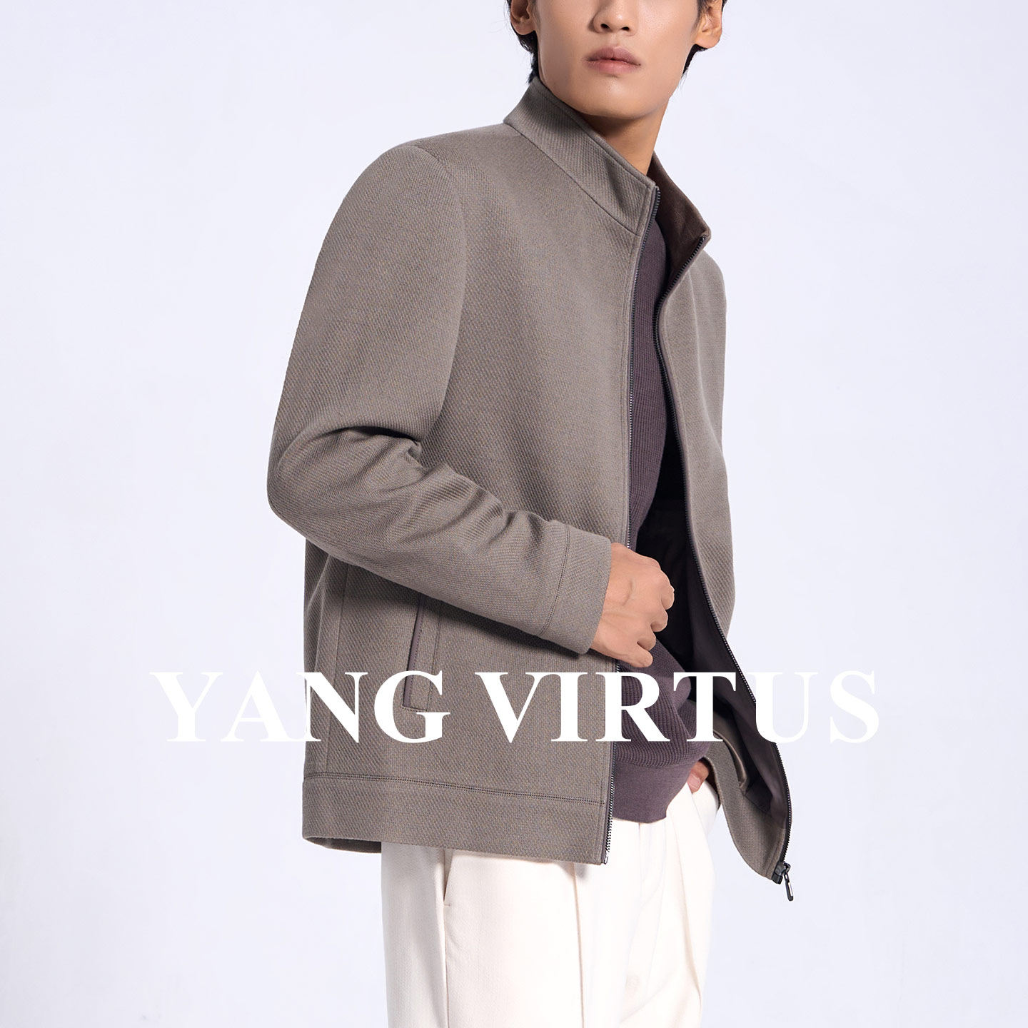 YANG VIRTUS 经典立领肌理感行政风休闲百搭男士外套夹克春秋款