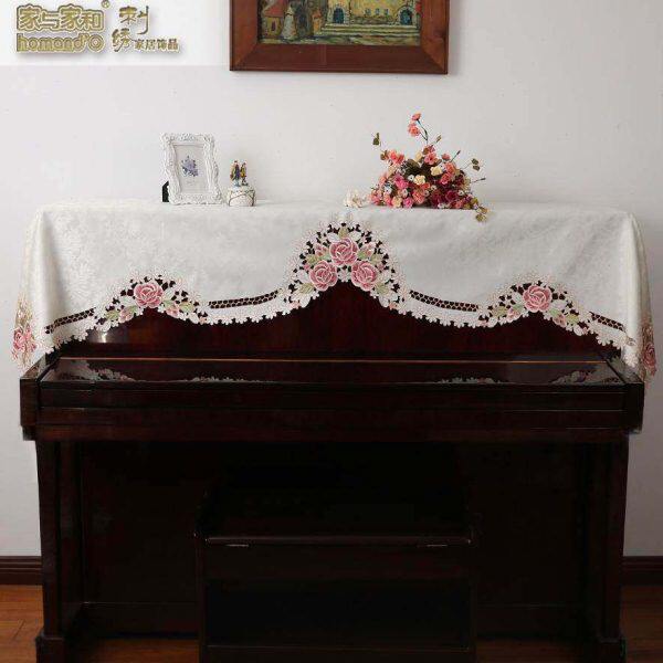 欧式刺绣钢琴巾 布艺钢琴半罩钢琴防尘罩钢琴盖布 钢琴套